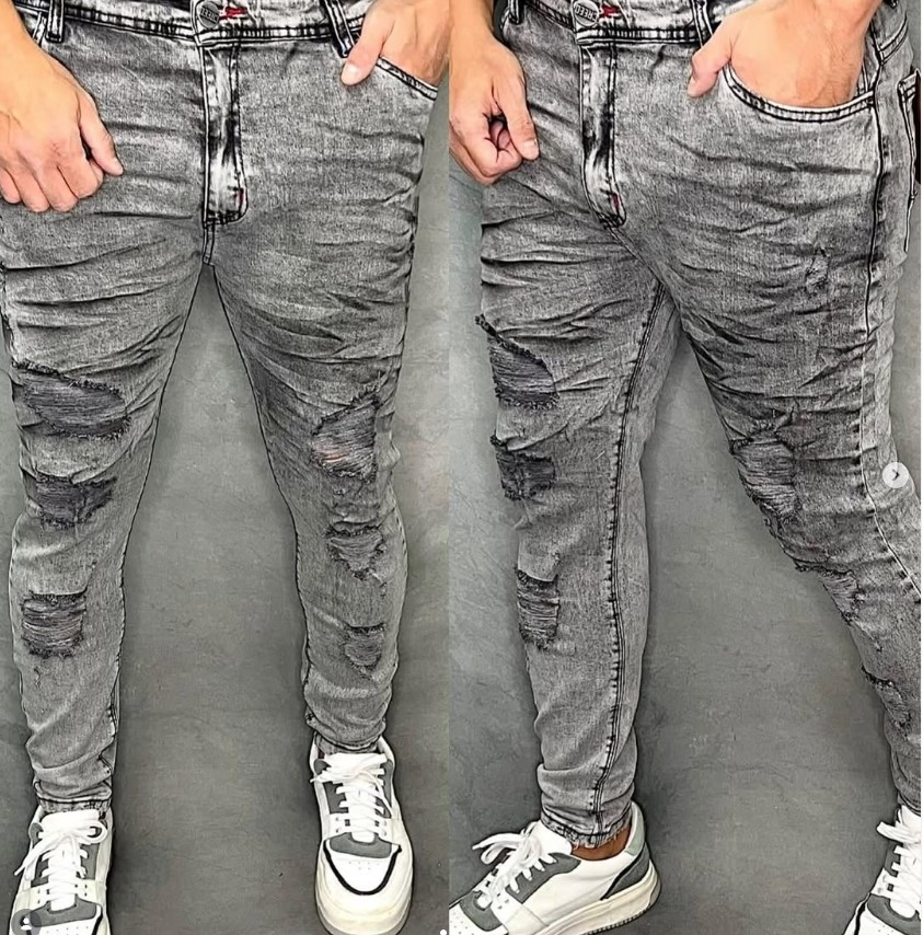Jeans Cinza Acid Wash