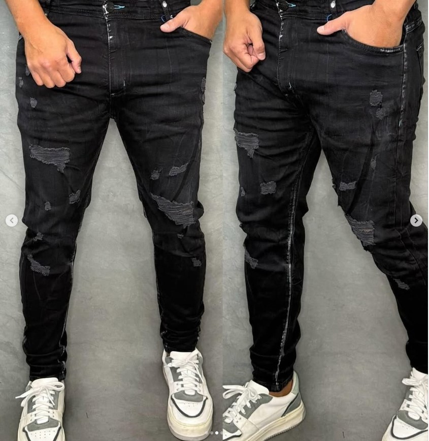 Jeans Preto Destroyed